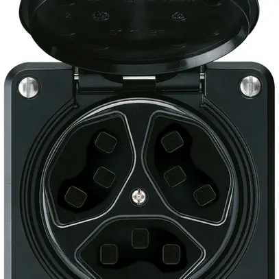Presa INC Hager robusto, 3×T23, con coperchio C, nero 
