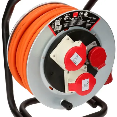 Enrouleur de câble MH maxReel acier 2×CEE16 1×T25 IP44 5×2.5mm² 25m IP44 