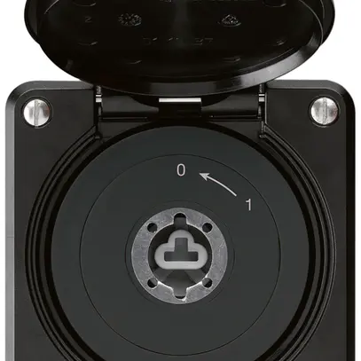 Contatto rotativo a chiave INC robusto IP55 nero con coperchio senza cilindro 2P 