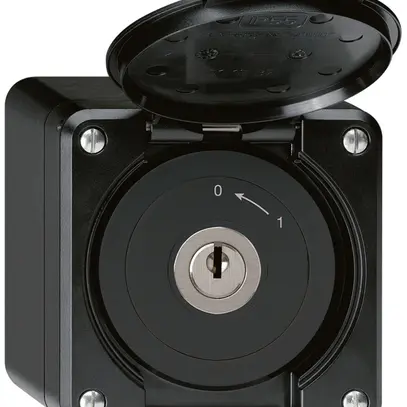 Contatto rotativo chiave AP robusto IP55 nero con coperchio 2P 