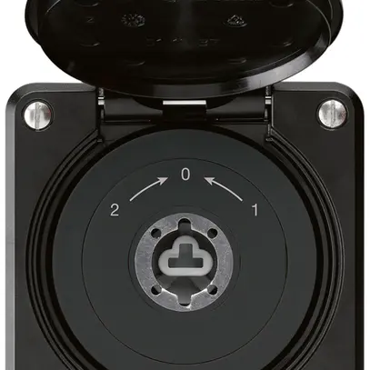 Contatto rotativo a chiave INC robusto IP55 nero con coperchio s.cilindro inv. 