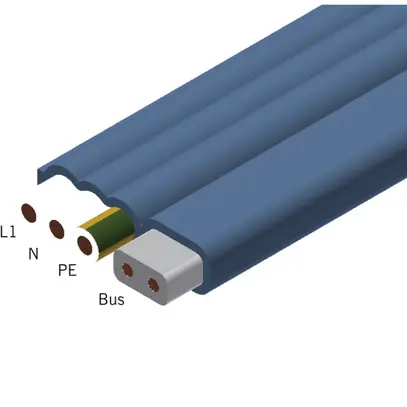 Câble plat Woertz DALI 3×2.5+2×1.5mm² sans halogène bleu B2ca 