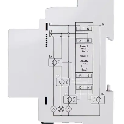 Shelly Pro 3EM, contatore di energia, interfaccia AddOn, 3x120A 