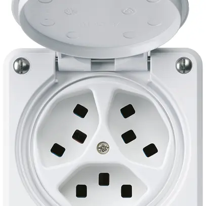 Presa INC Hager robusto, 3×T23, con coperchio C, bianco 