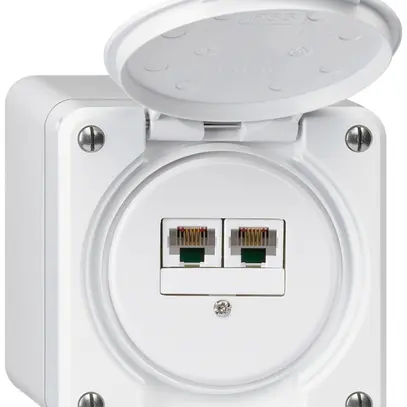 Scatola di raccordo AP robusto IP55 bianco 2×RJ45/u parallele 