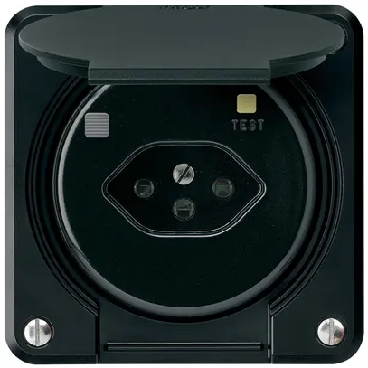 Prise FI robusto A T13 30mA noir, avec shutter 