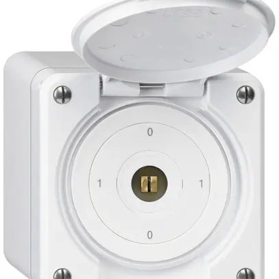 Interruttore a chiave quadrata con copertura AP robusto IP55 S0/3P bianco 
