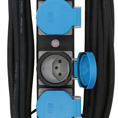 Prise multiple MAX HAURI Construct Line 10m 4×T13 IP55 90° schwarz 