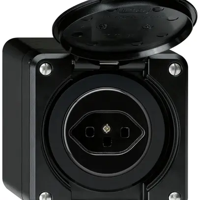 Prise AP robusto type 23 noir avec bornes à fiches 