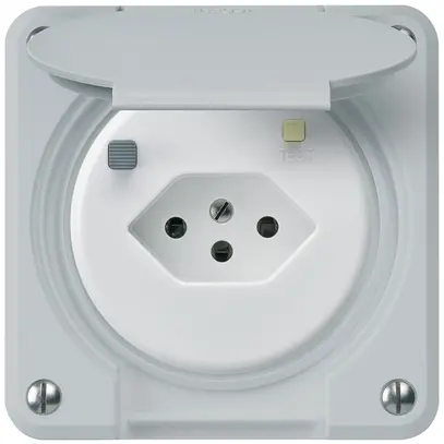 FI-Steckdose robusto A T13 30mA hellgrau, mit Shutter 