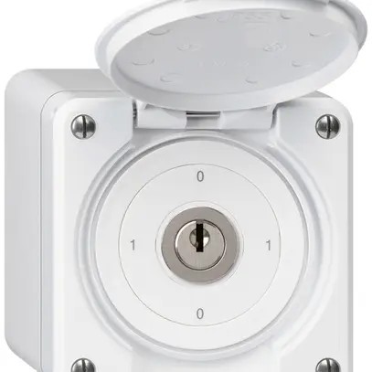 Interrupteur à clé AP robusto IP55 avec clapet S0/3P blanc 