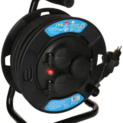 Avvolgicavo MAX HAURI materia sintetica 230V 10A 3×T13 20m 3×1.5mm² IP55 nero 