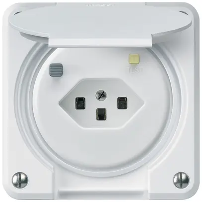 Presa FI robusto A T23 30mA bianco, con shutter 