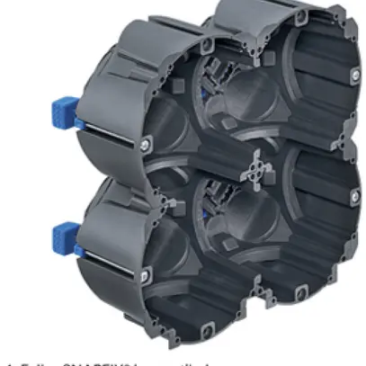 Scatola per parete cava HSB D83, grd. 2×2, 145×145×65mm TFI 850°C 