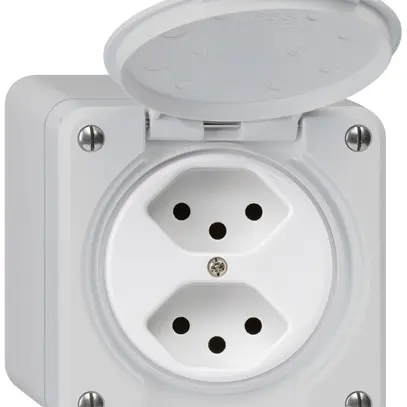 Prise AP robusto 2×type 13 gris 