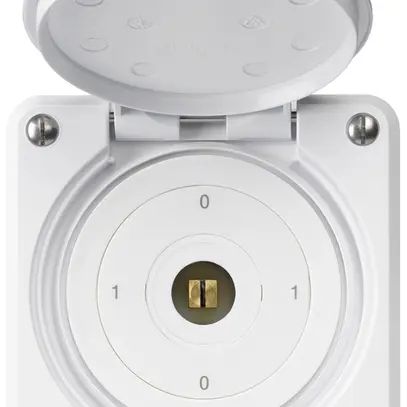Interruttore a chiave quadrata INC robusto IP55 con coperchio S0/1P bianco 