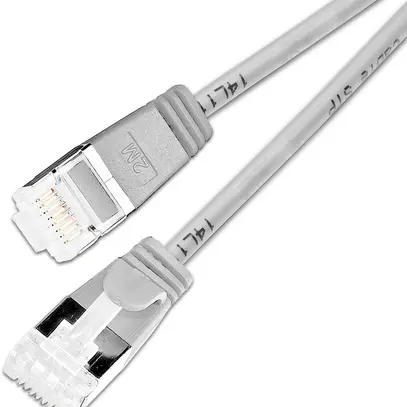 Cavo patch SLIM: 25cm, grigio, 50 pezzi Cat.6A, U/FTP, jack non infrangibile 