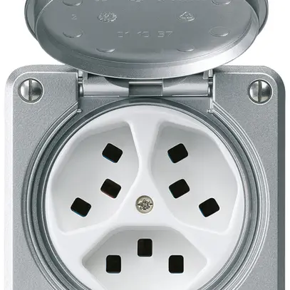 Presa INC Hager robusto, 3×T23, con coperchio C, alluminio 