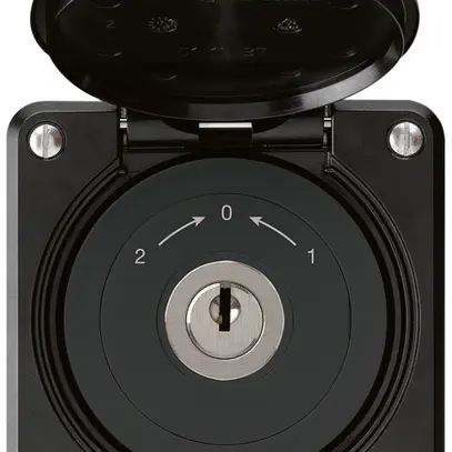 Contatto rotativo a chiave INC robusto IP55 nero con coperchio invertitore 