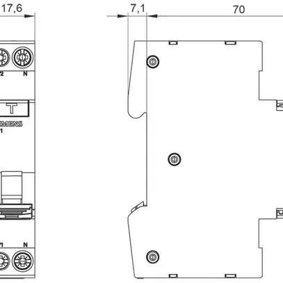 Disjoncteur différentiel Siemens SENTRON RCBO 1LN B-10A A-0.03A 6kA 1UM 
