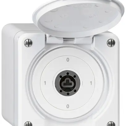 Interruttore a chiave AP robusto IP55 con copertura senza cilindro S0/3P bianco 
