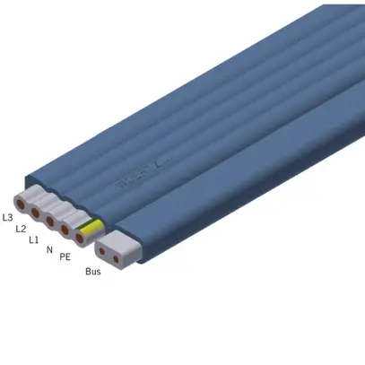 Câble plat Woertz DALI 5×2.5+2×1.5mm² sans halogène bleu B2ca Une longueur