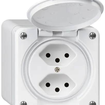 Presa AP robusto 2×tipo 13 bianco 