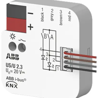 Modulo ingresso/uscita KNX INS ABB US/U2.3 2-canali 20VDC 40×39×12mm 