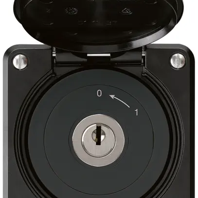 Contatto rotativo a chiave INC robusto IP55 nero con coperchio senza cilindro 1P 