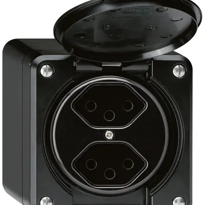 AP-Steckdose robusto 2×Typ 13 schwarz 