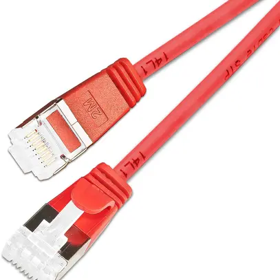 Cavo patch SLIM: 10cm, rosso, 50 pezzi Cat.6A, U/FTP, jack non infrangibile 