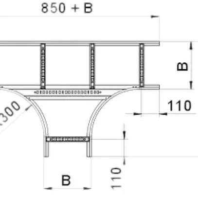 Derivazione a T orizzontale Bettermann 200×60mm per passerella cavi A2 