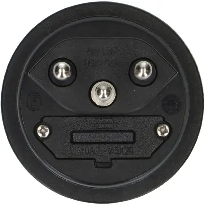 Spina mobile tipo 13 MAX HAURI 10A 250V con fusibile Ø5×20mm IP55 nero 