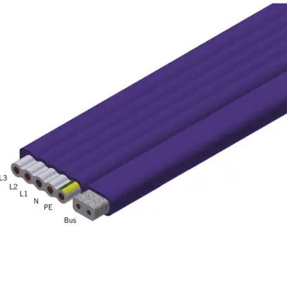 Câble plat Woertz Combi 5×2.5+2×1.5mm² sans halogène lilas Cca Une longueur