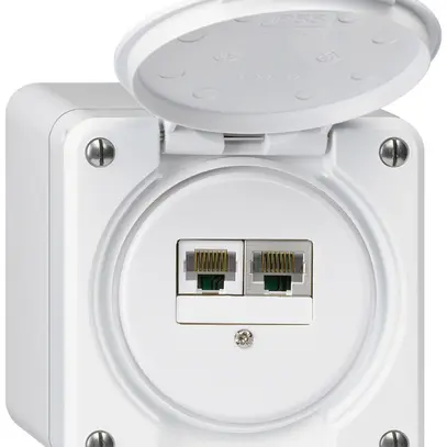 Scatola di raccordo AP robusto IP55 bianco 1×RJ45/s 1×RJ45/u separate 