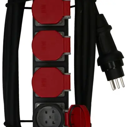 Prise multiple MAX HAURI Construct Line 5m 4×T25 IP55 90° schwarz 