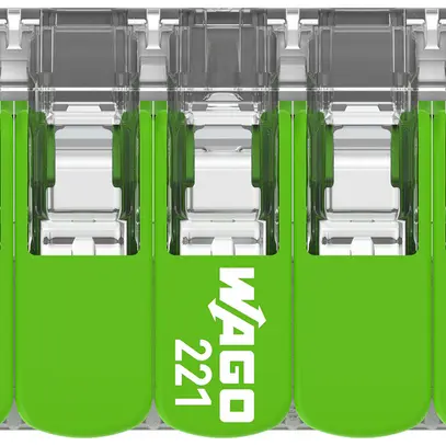 Morsetto di connessione WAGO Green Range 5L 0.5…6mm² con leva ve trasparente 