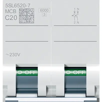 Disgiuntore Siemens SENTRON 5SL6 2P 230V C 20A 6kA 2UM 