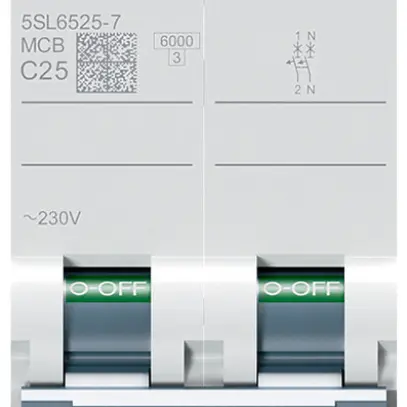Disjoncteur Siemens SENTRON 5SL6 2P 230V C 25A 6kA 2UM 