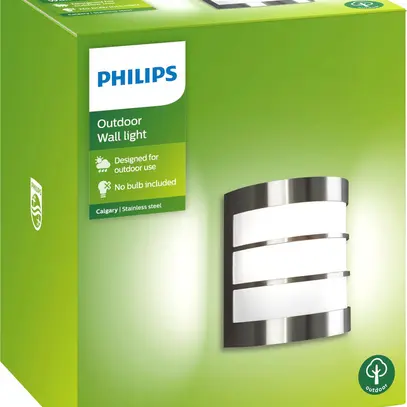 Applique Philips Calgary E27 1×60W IP44 acciaio pregiato 