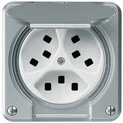 Presa INC Hager robusto, 3×T23, con coperchio C, alluminio 