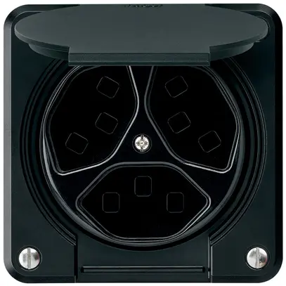 Presa INC Hager robusto, 3×T23, con coperchio C, nero 