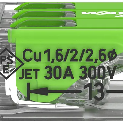 Morsetto di connessione WAGO Green Range 3L 0.5…6mm² con leva ve trasparente 