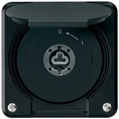 Contatto rotativo a chiave INC robusto IP55 nero con coperchio senza cilindro 2P 
