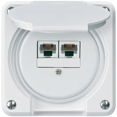 Scatola di raccordo INC robusto IP55 bianco 2×RJ45/u separate 