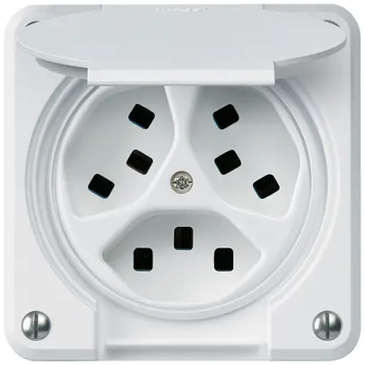 Presa INC Hager robusto, 3×T23, con coperchio C, bianco 