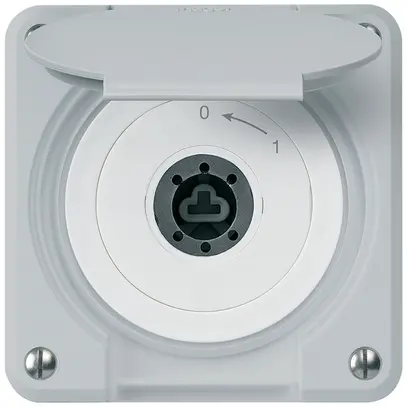 Contatto rotativo a chiave INC robusto IP55 grigio c.coperchio senza cilindro 1P 