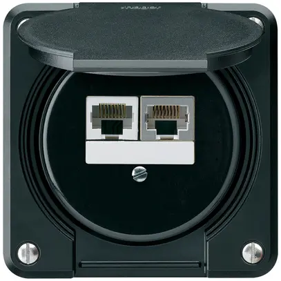 Scatola di raccordo INC robusto IP55 nero 1×RJ45/s 1×RJ45/u separate 