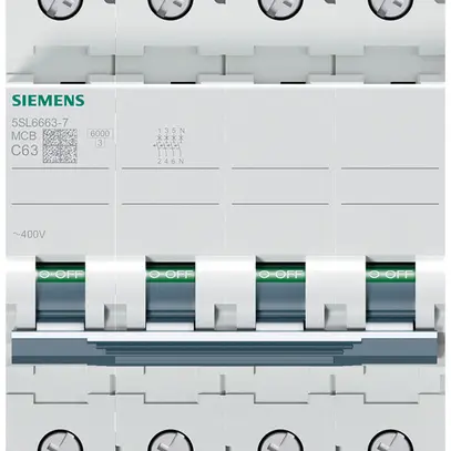 Disjoncteur Siemens SENTRON 5SL6 4P 400V C 63A 6kA 4UM 