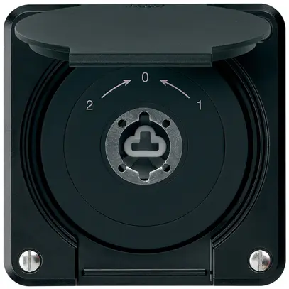 Contatto rotativo a chiave INC robusto IP55 nero con coperchio s.cilindro inv. 